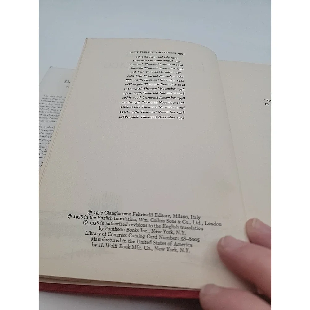 Boris Pasternak Doctor Zhivago Hardcover Pantheon Dust Jacket Fair Condition